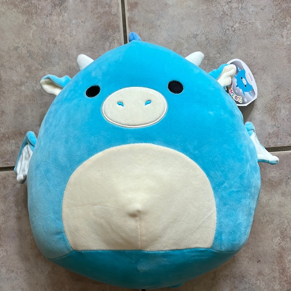 Squishmallows 12” Devin the Dragon 2021 ALDI Exclusive Blue Wings NEW Kellytoy